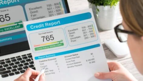 woman reviewing credit report