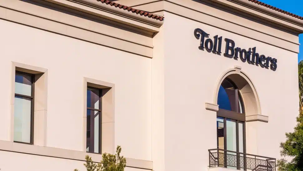 The sales office of Toll Brothers, a home builder that specializes in luxury homes.