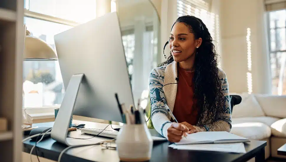 woman working in her home office.
