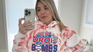 Jennifer Basile sporting a new Phillies-inspired hoodie