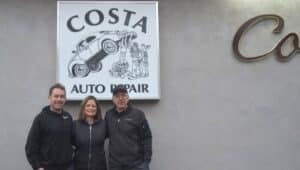 Dick Costa, owner of Costa Auto Repair in Narberth, poses outside the business.
