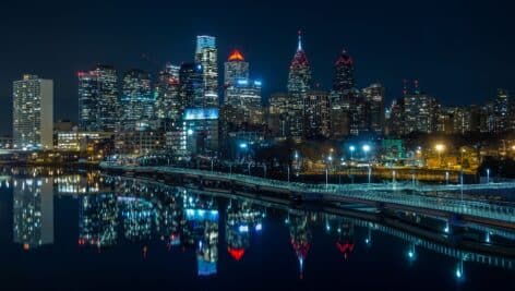 Philadelphia Skyline at night.