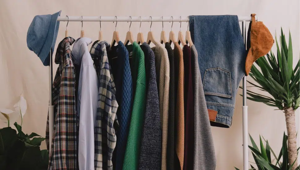 clothes on rack