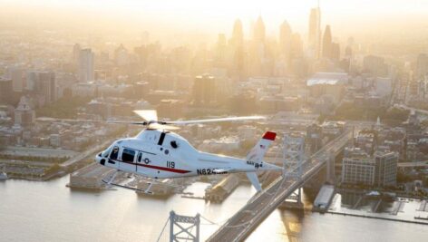 Leonardo Helicopter TH119 flying over Philadelphia