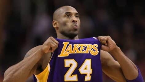 Kobe Bryant wearing Lakers Jersey