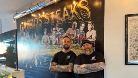 Gazzos Steaks owners Joe Lewis and Mike Lamson in their new Pottstown shop.