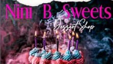 Nini B. Sweets poster on Facebook showing a decorated cake with candles.