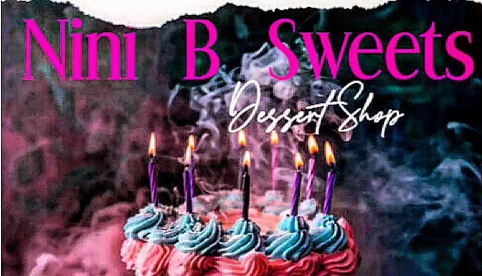 Nini B. Sweets poster on Facebook showing a decorated cake with candles.