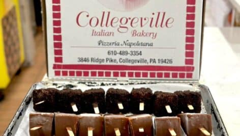 Collegeville Italian Bakery Pizzeria Napoletana cheesecake on a stick