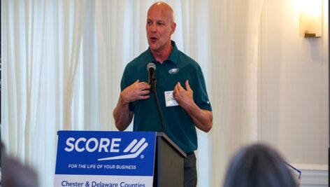 Eagles Insider Dave Spadero speaks to SCORE attendees last week.