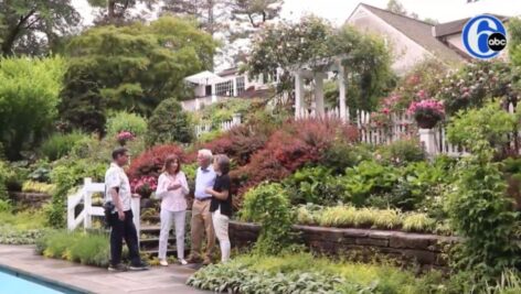 Frank and Reggi Thomsa with Rob Cardillo and Nicole Juday in front of their Haverford home garden.