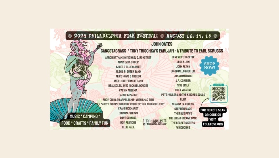 Flyer promoting the 61st edition of the Philadelphia Folk Festival Aug. 16-18.