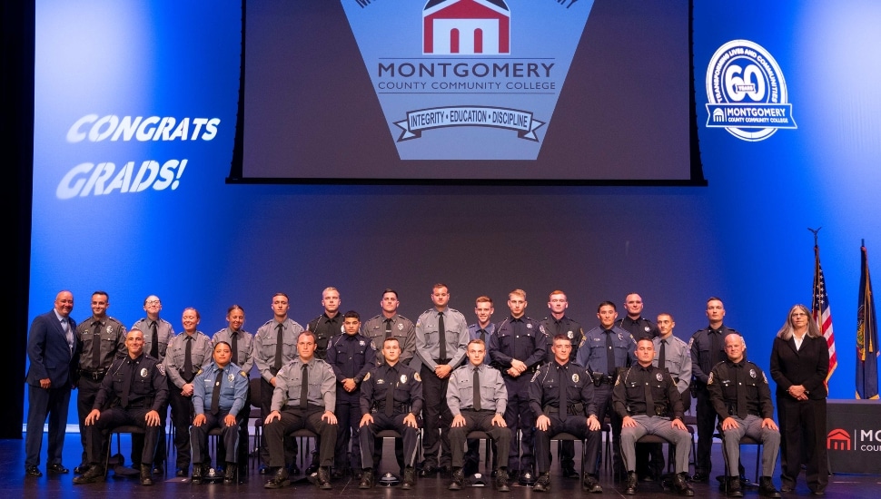 A group photo showing the 24 Cadets who graduated from the Montgomery County Community College Municipal Police Academy during the Jun. 12 ceremony.