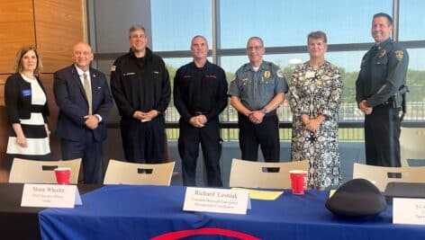 A group of panelists gathered at the event hosted by The Chamber of Commerce for Greater Montgomery County to address the emergency management challenges in Montgomery County.