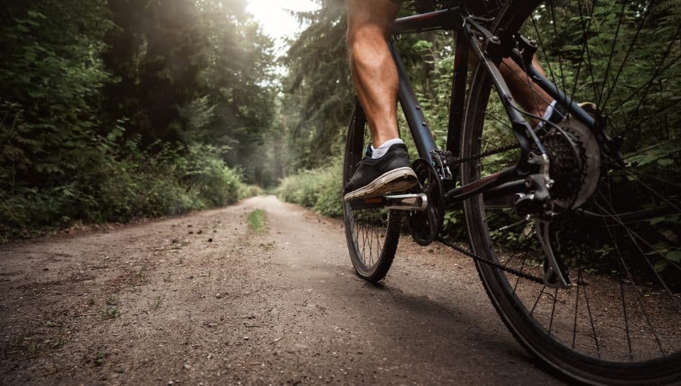 biking on trail