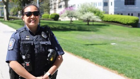 Image of Jasmine Hess in her role as a Police Officer.