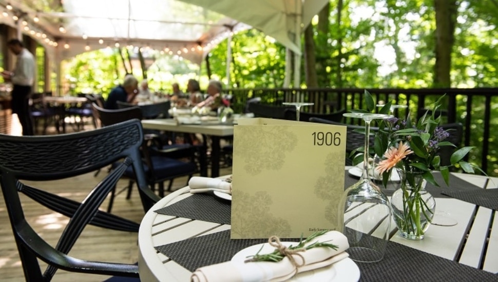 1906 table setting on the Outdoor Deck