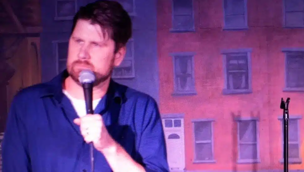 Chip Chantry with a mic.