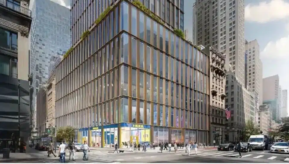 An architectural rendering of an IKEA store coming to a new tower being built on Fifth Avenue in New York.