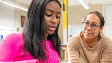 Eva Porter with a GFS student.