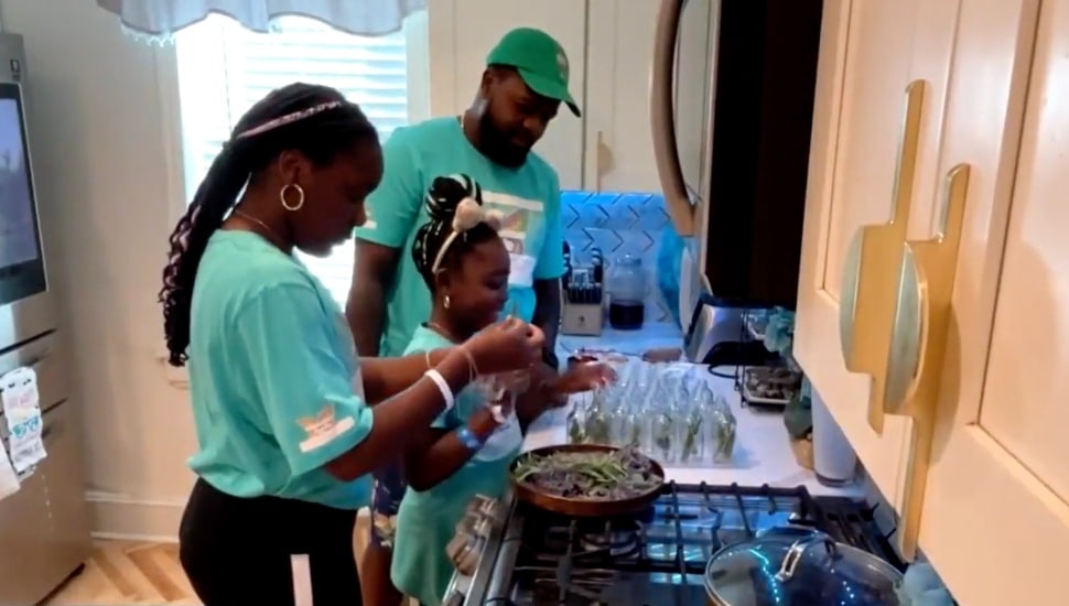 Francis Pascal making skin care products with daughters Holland and Milan at home