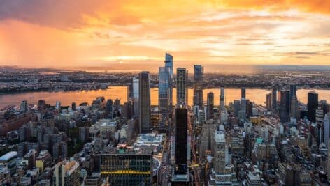 A cloud view of the New York City skyline.