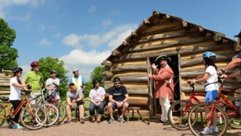 Bikers enjoying a historical tour at Valley Forge National Historical Park.