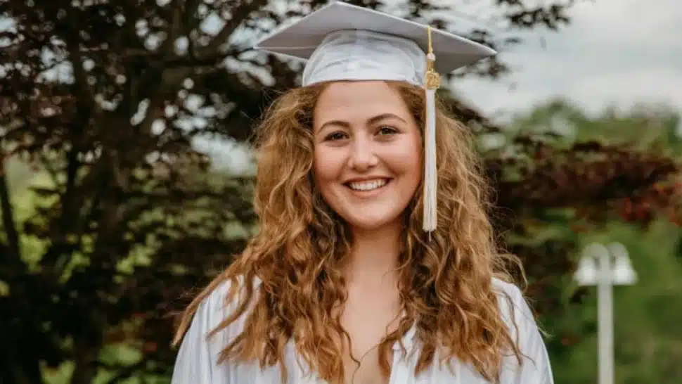 Truly Heft in graduation cap and gown.