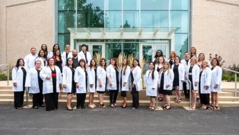 The nursing graduates gathered at MCCC's Blue Bell Campus.