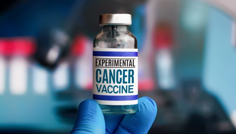 A vile containing a cancer vaccine.