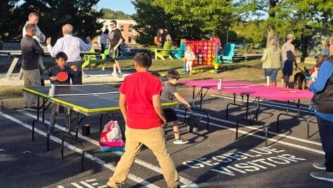 Kids playing at the First Avenue Linear Park.