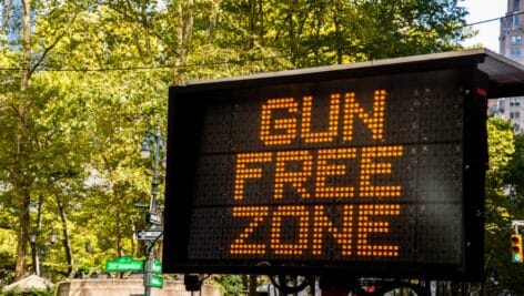 Gun Free Zone sign.