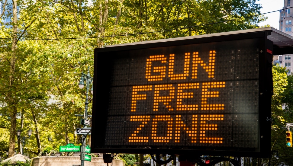 Gun Free Zone sign.