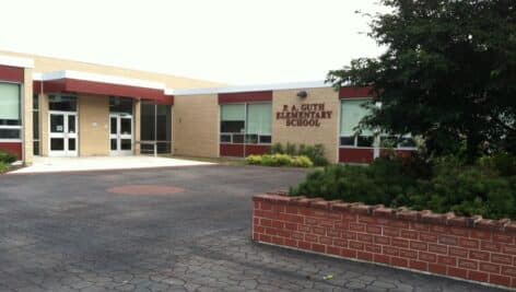 Out front of Guth Elementary.