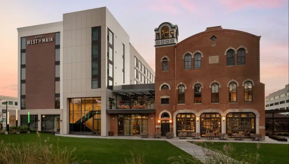 The plaza at Hotel West & Main