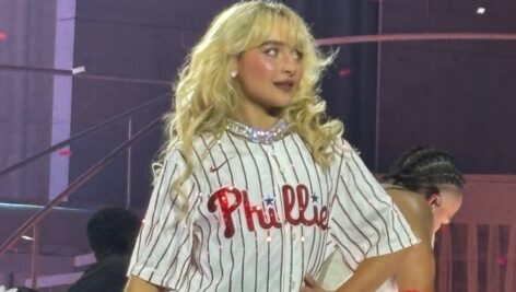 Sabrina Carpenter in Phillies Jersey.