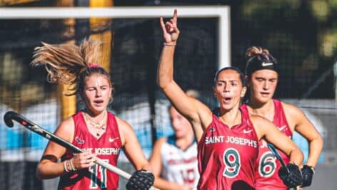 St. Joe's Field Hockey Team celebrates.