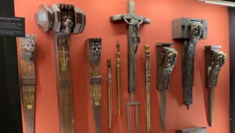 Stake display at the Vampire and Paranormal Museum.