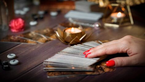 A hand of tarot cards.