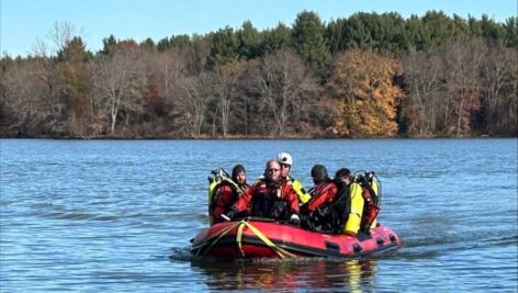 Bucks County Dive Team on the Churchville Reservoir on Nov. 17 doing emergency training.