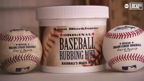 A canister of baseball rubbing mud.