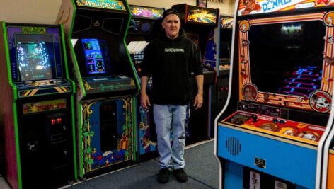 Brian Nelson shows some of the video arcade games at Players Only Arcade in Bristol.