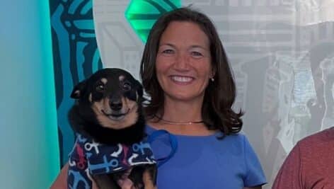 Kanji the lancashire heeler with owner.