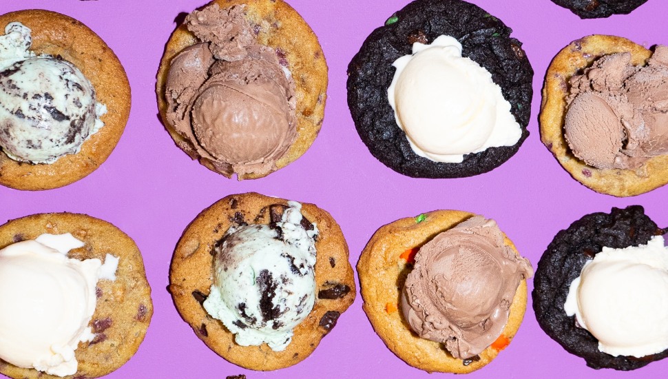 Cookies and ice cream from Insomnia cookies.