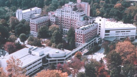 Aerial view of Mercy Fitzgerald Hospital.