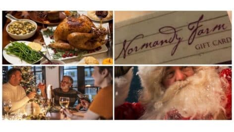 Thanksgiving dinner table and Santa Claus