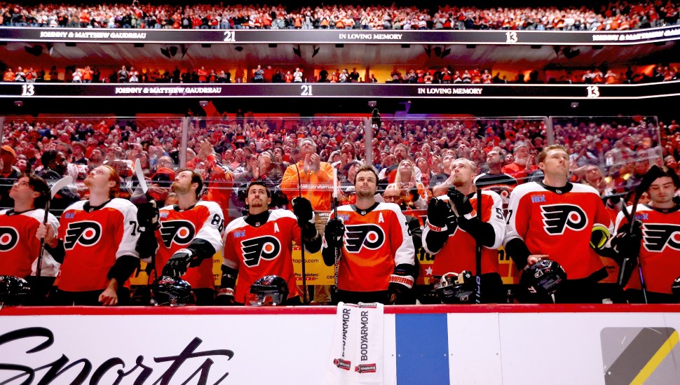 The Philadelphia Flyers bench.