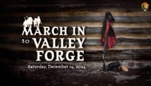 "March In to Valley Forge" promotional graphic.