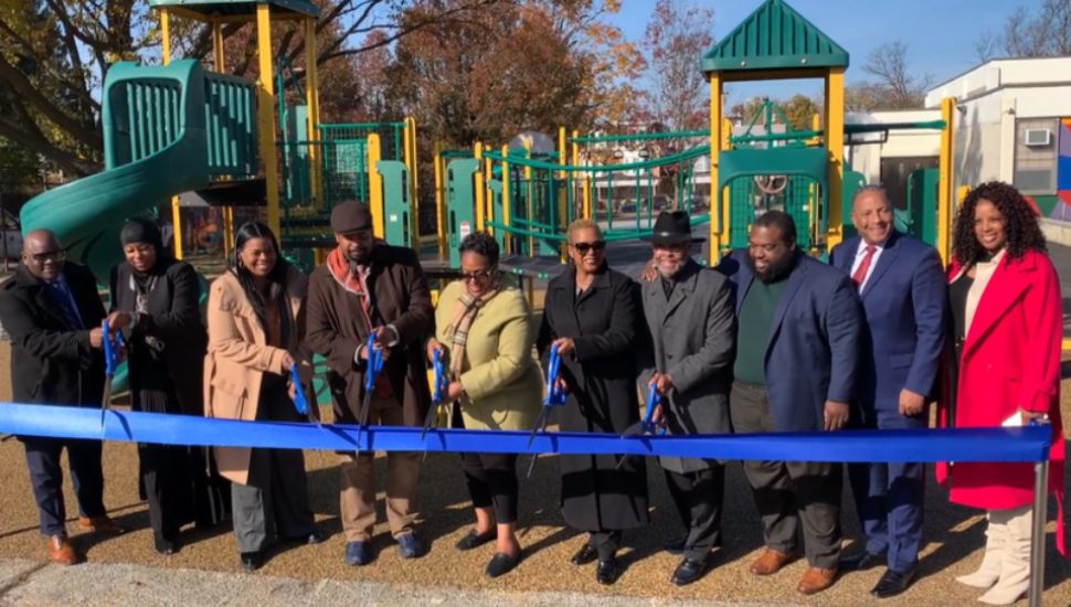 A ribbon cutting Nov. 25 officially opened a new school yard/playground for the John B. Kelly School in Germantown.