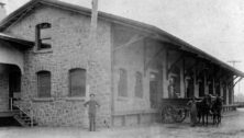 An old black and white photo of the exterior of the Lansdale Freight House.